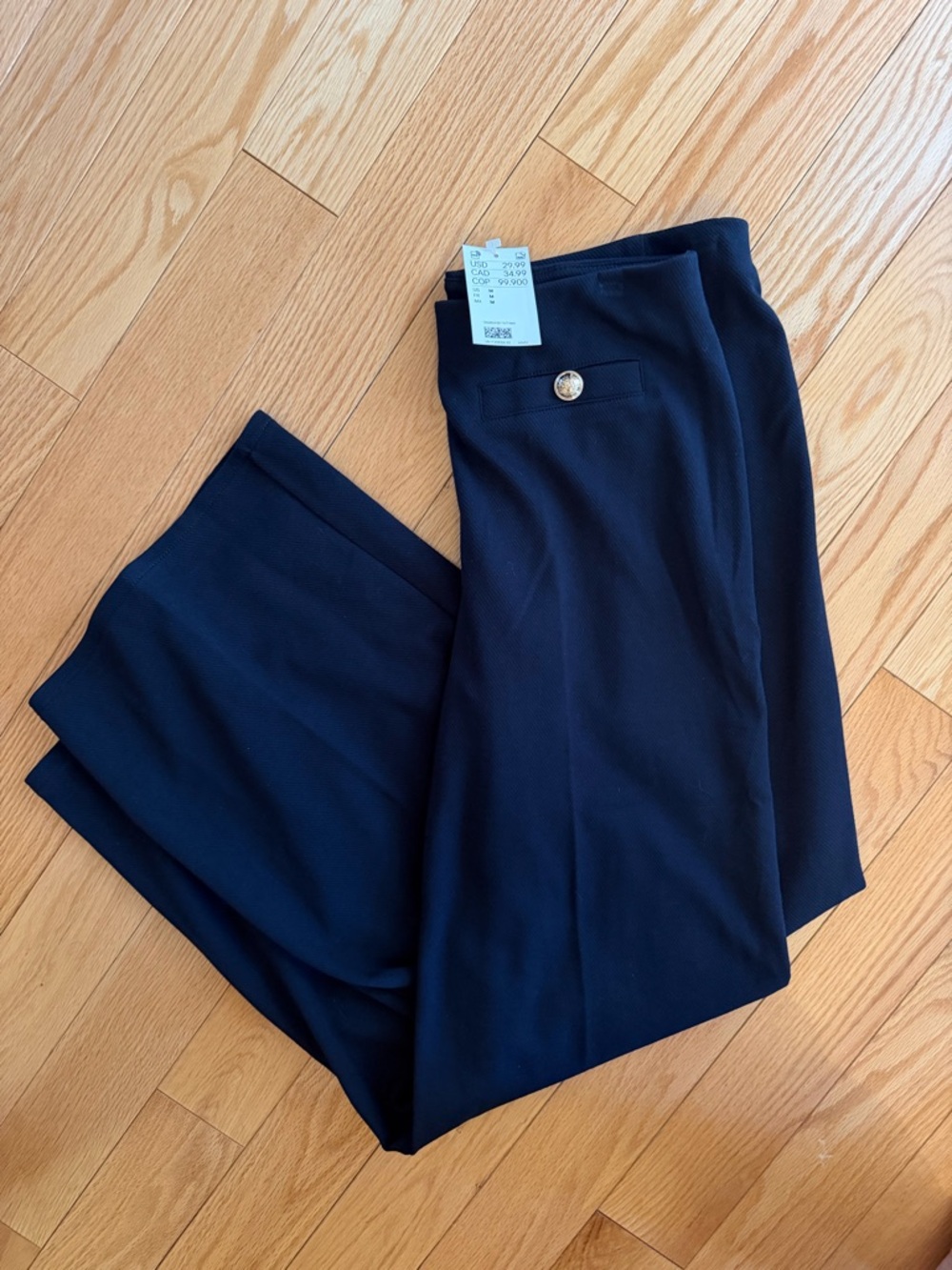 H&M Black Trousers with Decorative Gold Buttons